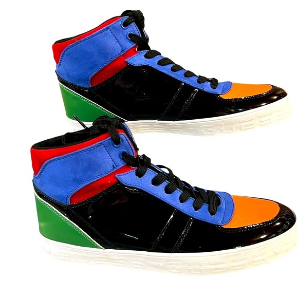 Guess Orange and Blue High-Top Sneakers with Sporty Design Size 9 - Picture 12 of 12